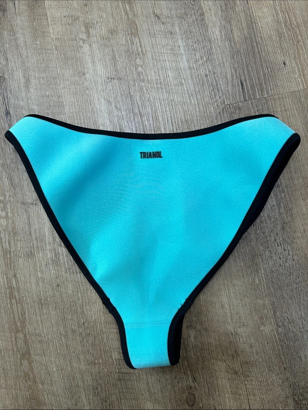 triangl swimwear Teal Bikini Bottom with Black & White Trim